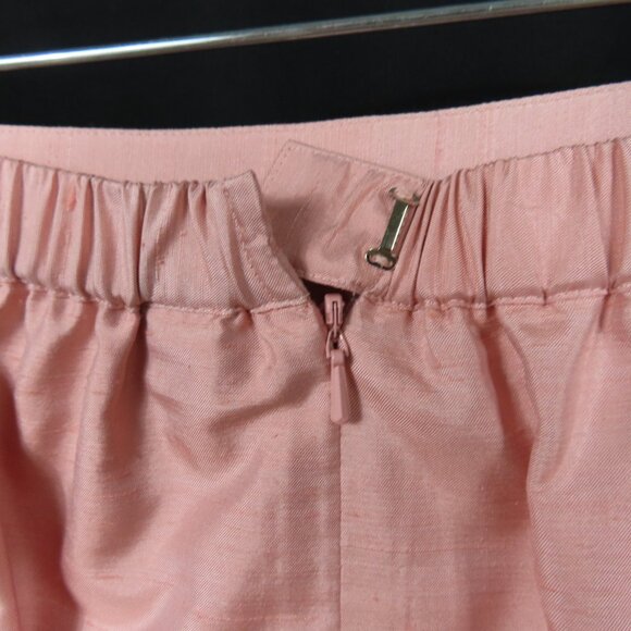 Vintage M.X.I. Peach Pink Embroidered Flower Silk Suit Sz. 10 - Picture 14 of 16